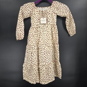 Babysprouts NWT 4T Brown Dalmatian Dot Smocked Tiered Boho Maxi Dress